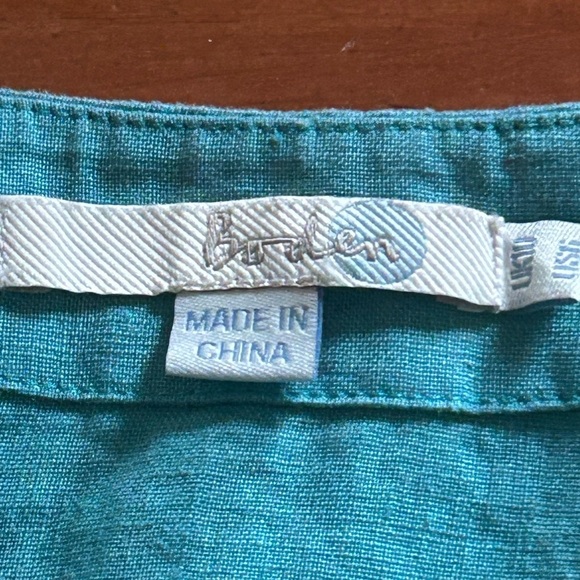 Boden Women’s Blue 100% Linen Tunic Boho Embellished Elastic Waist Beaded Sz 6 - Picture 10 of 11
